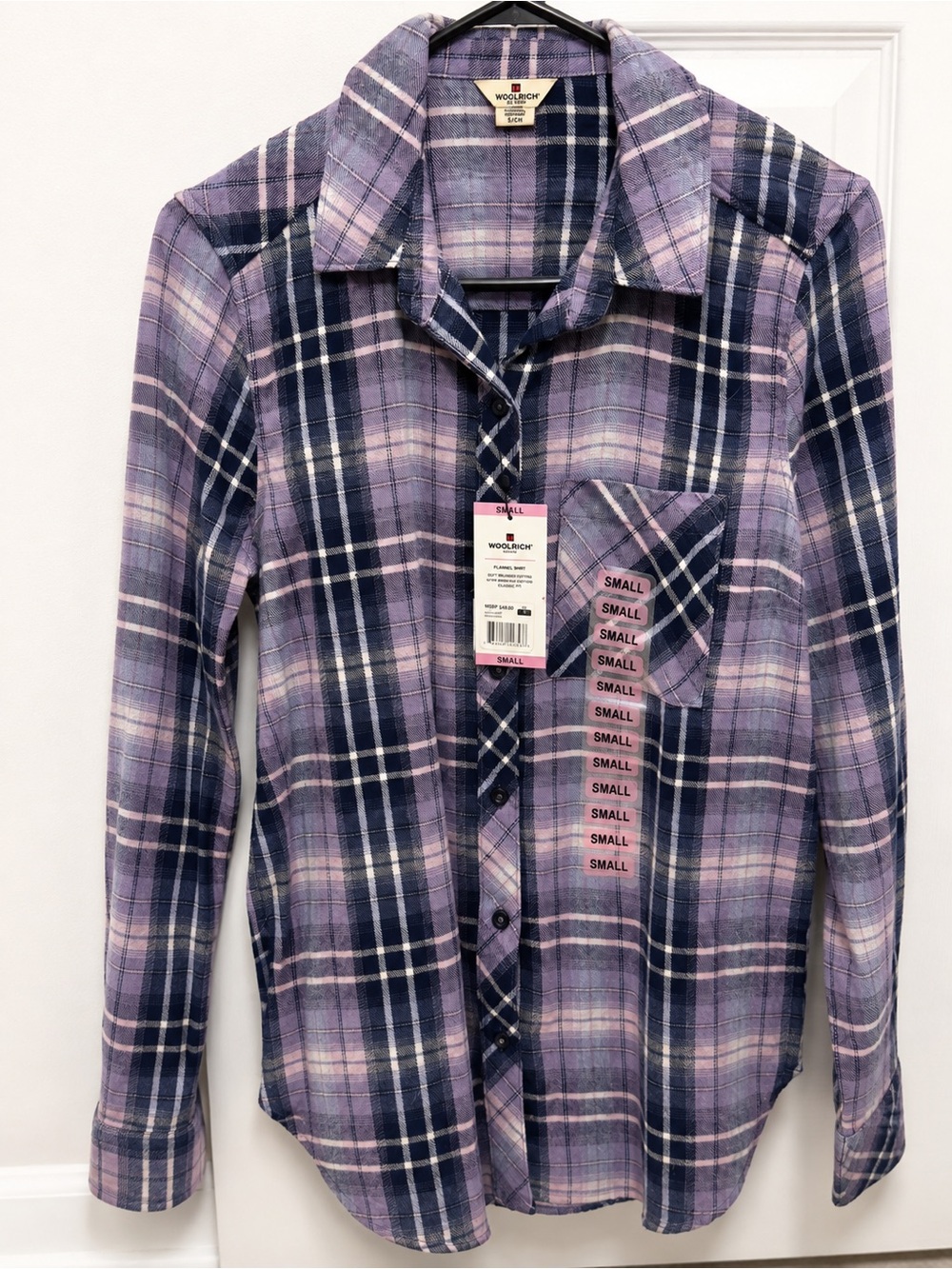 Woolrich Women’s Plaid Flannel Shirt Vintage Lilac Size Small NWT